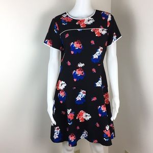 Vince Camuto black floral fit and flare dress 6